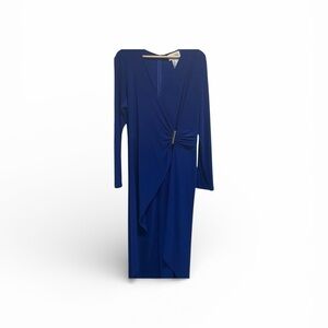 Joseph Ribkoff Silky Knit Wrap Culotte Jumpsuit Royal Blue Long Sleeve Wide Leg